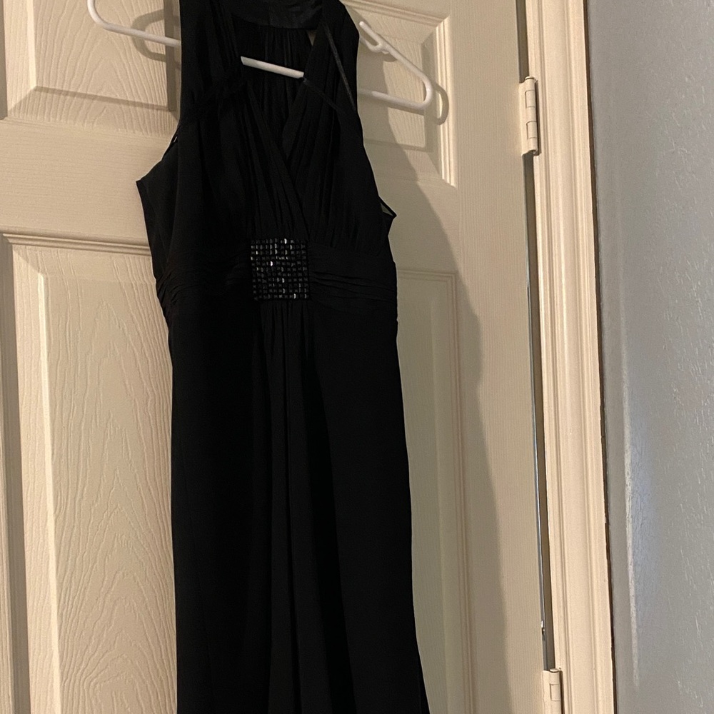 Evan Picone Black Cocktail  Dress with Embellished Waist